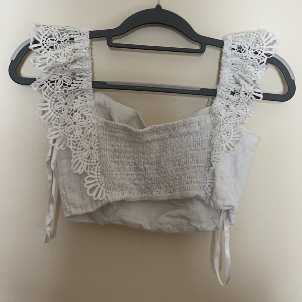 Here comes the sun white ruffle crop top - Picture 3 of 5